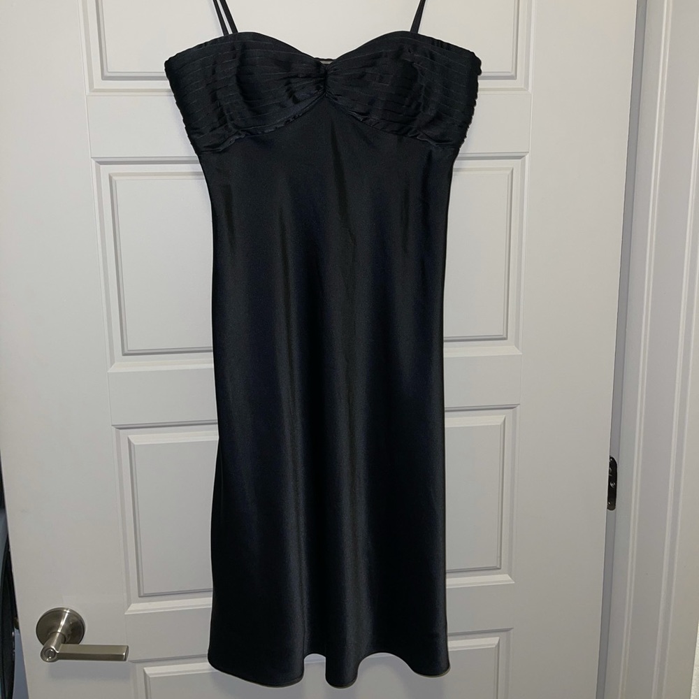 Calvin Klein Black Satin Mini Dress (strapless)